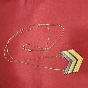 Madewell Arrowstack Adjustable Two Tone Necklace,  Chevron Boho Western.